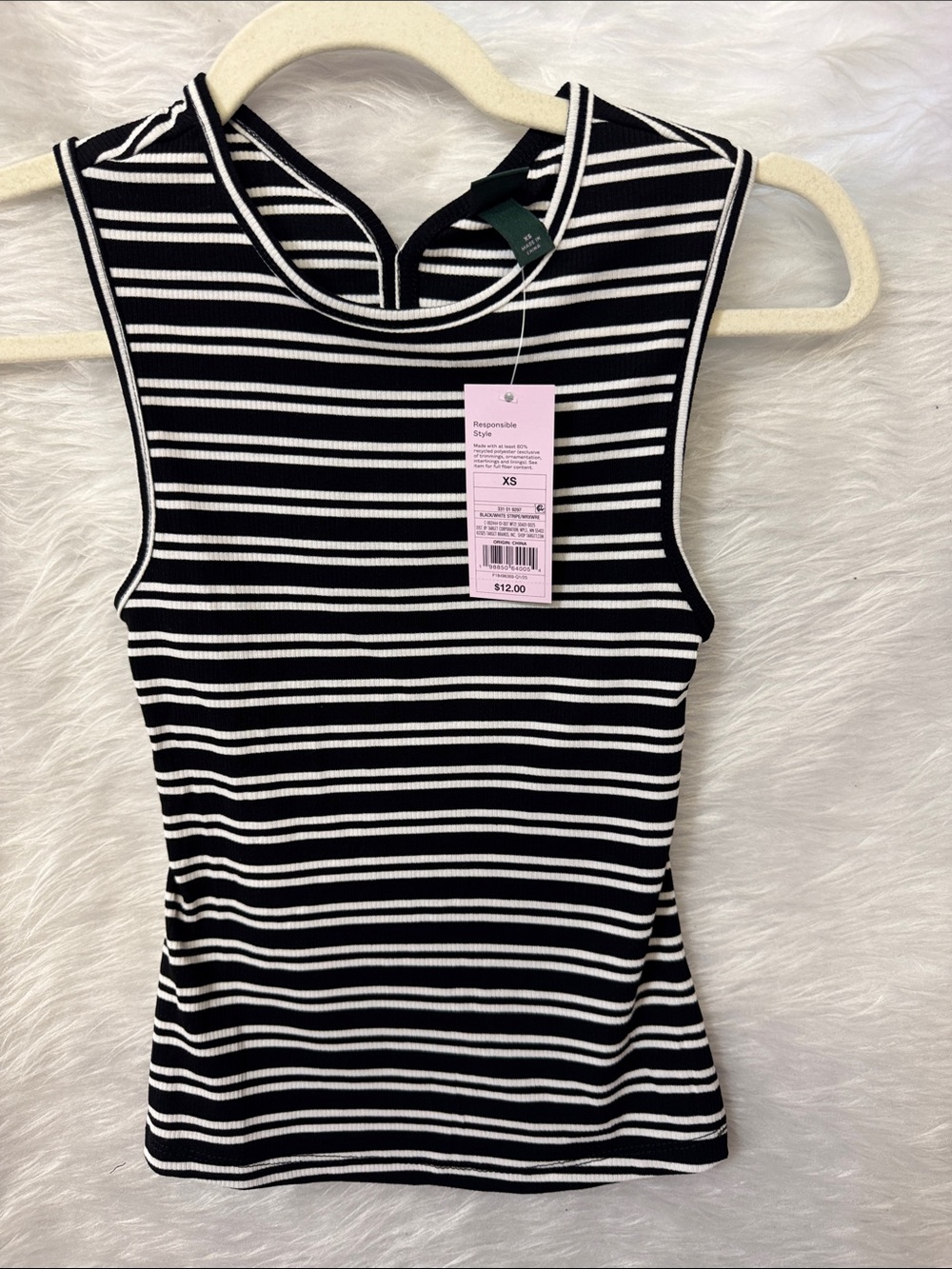 wild fable Black & White Striped Ribbed Tank